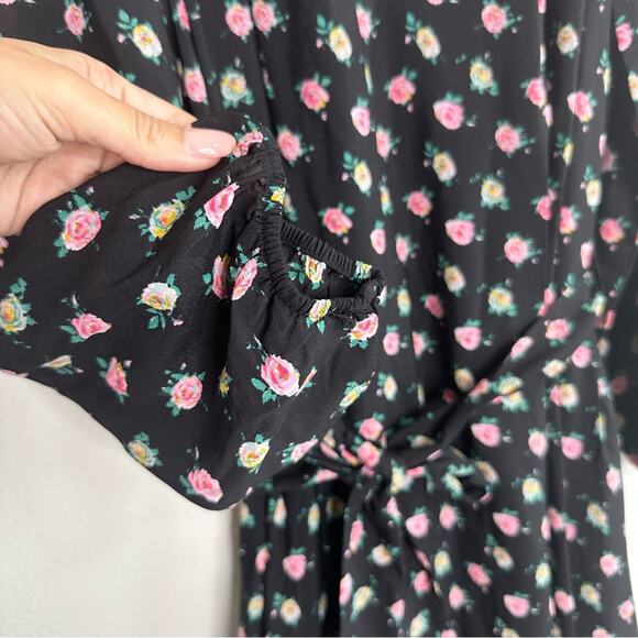 NWT BODEN Boden Gathered Yoke Midi Dress Size 6 Black Floral - Picture 6 of 8